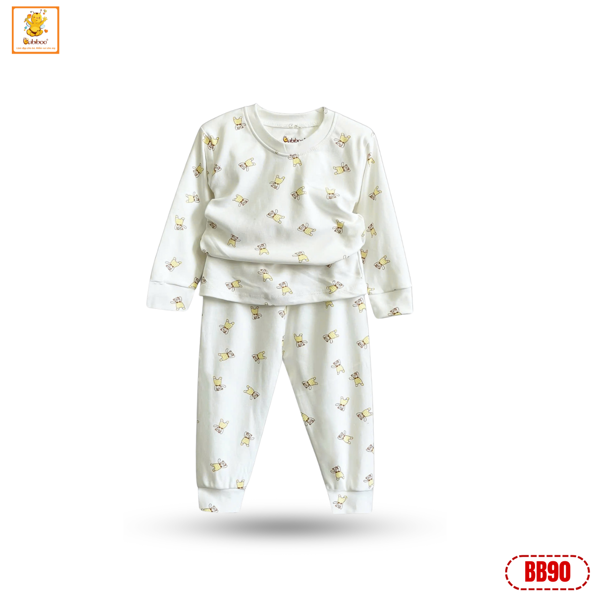 Bộ quần áo cho bé trai, bé gái BABIBOO quần áo dài tay thu đông vải cotton co dãn - BB90