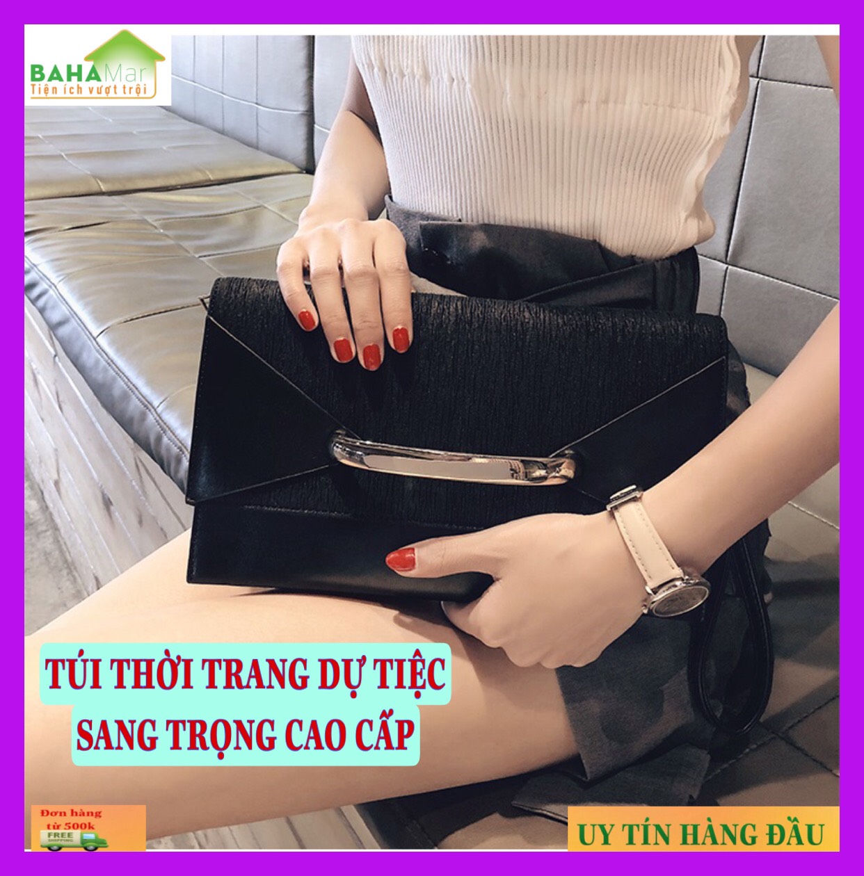 TÚI THỜI TRANG DỰ TIỆC SANG TRỌNG CAO CẤP "BAHAMAR" Với dây đeo vai có thể điều chỉnh. Dây kéo đóng cửa và khóa từ đóng cửa.