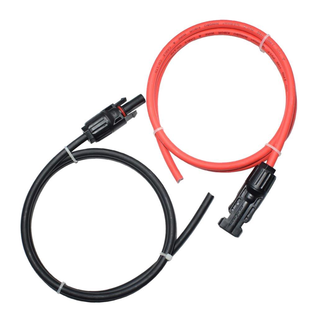 2Pieces 1M 10AWG Solar Panel Extension Cables w/ Female&Male Connector