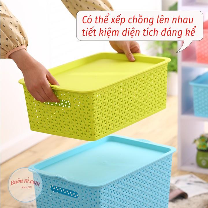 Giỏ Nhựa Hàn Quốc Song Long Có Nắp Size Đại Tiện Dụng (MS: 2574) 00808