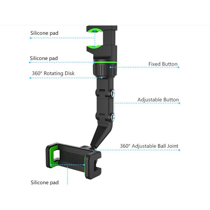 Kẹp điện thoại trên gương chiếu hậu ghế sau xe ô tô-  kẹp điện thoại đa năng xoay 360 độ  xe hơi bền tiện lợi