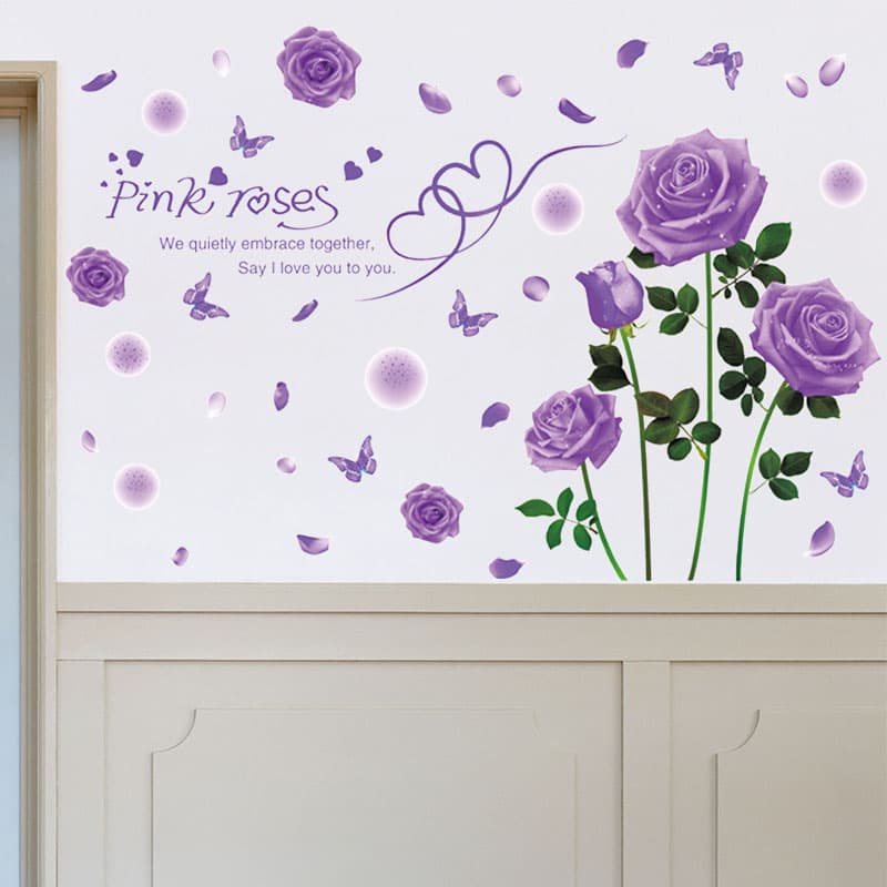 Decal dán tường- cành hồng tím