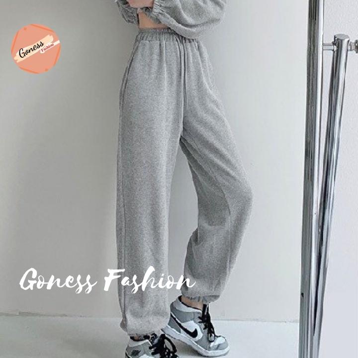 Quần jogger nữ Goness ống rộng dáng dài jongger bo gấu chất nỉ phong cách trẻ trung JG11