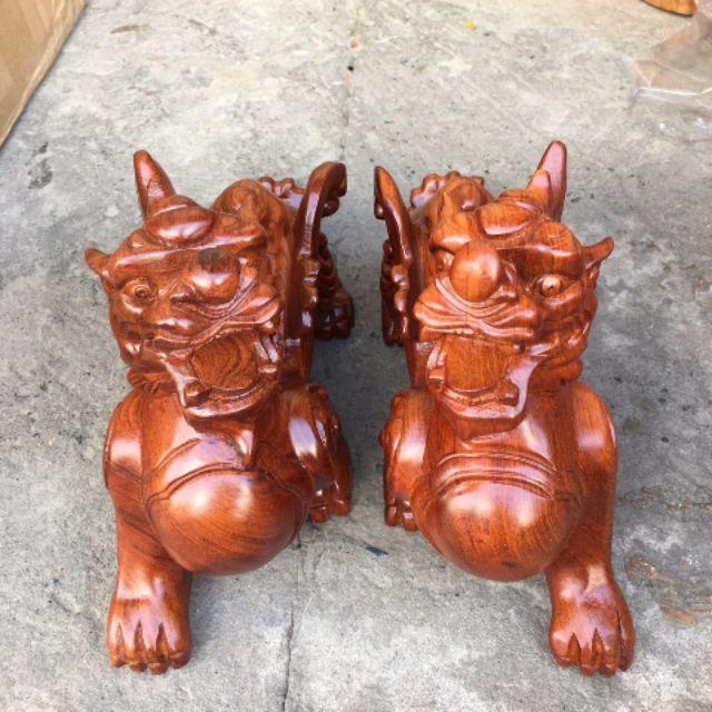 Cặp tỳ hưu gỗ hương ngang 30cm