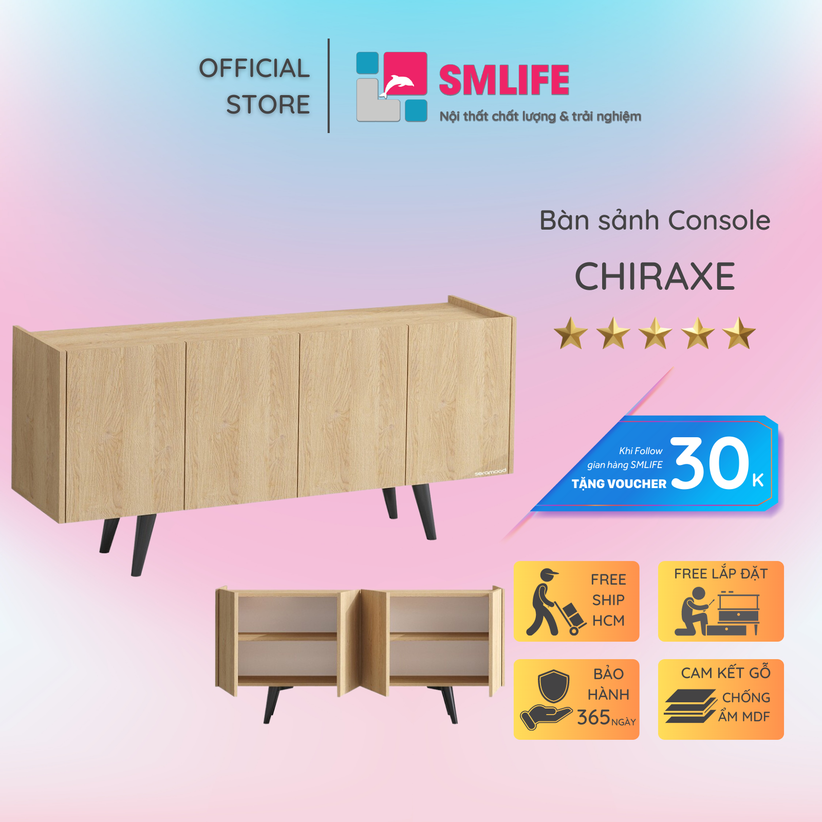 Bàn sảnh ra vào gỗ hiện đại SMLIFE Chiraxe