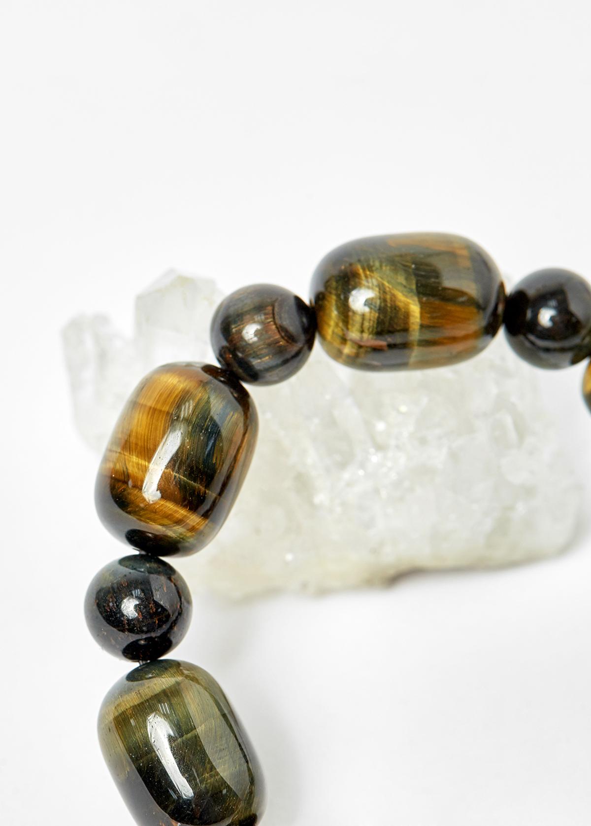 Vòng lu thống thạch anh mắt hổ xanh đen hạt 18x13mm mệnh thủy, mộc - Ngọc Quý Gemstones
