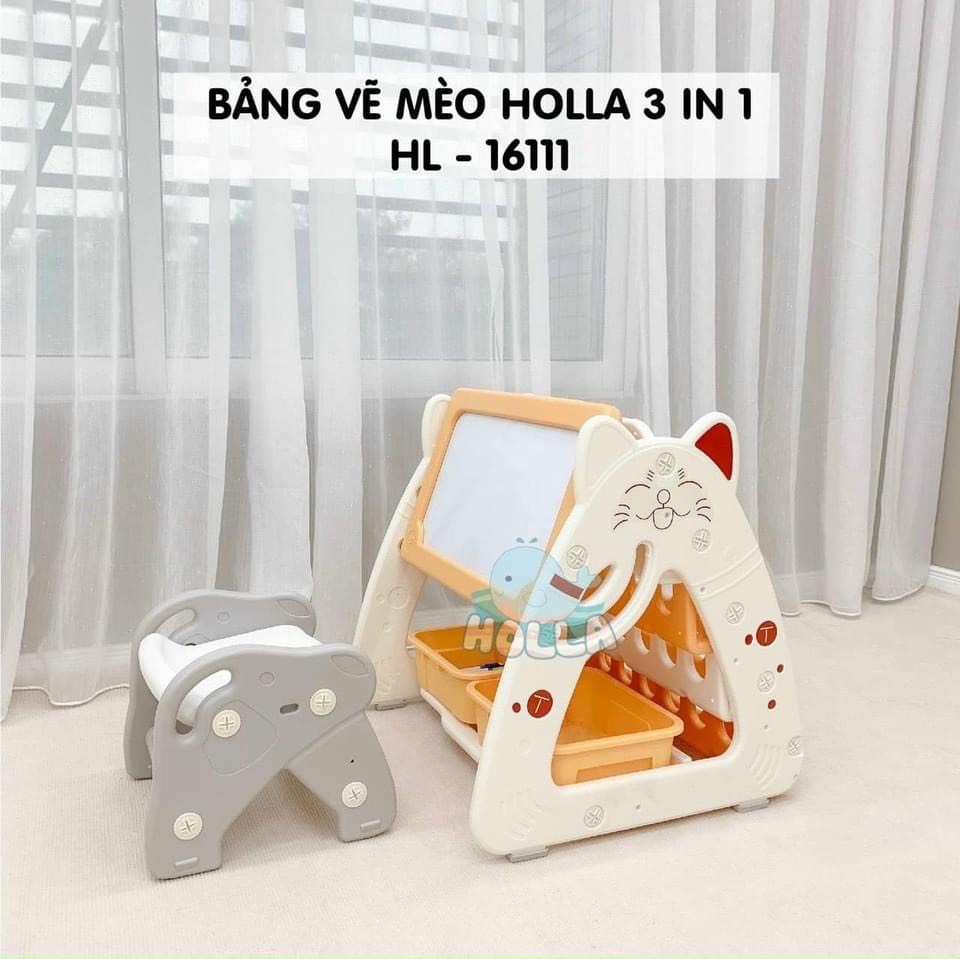 Bảng Vẽ Bàn Học Giá Sách Mèo Holla Cho Bé 1-7 Tuổi - Tặng Kèm Ghế