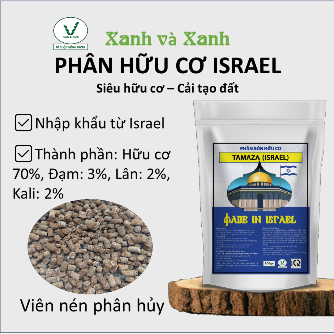 Phân bón hữu cơ Israel - Nhập khẩu 100% - Hữu cơ 70% - Cải tạo mọi loại đất - Phù hợp mọi loại cây trồng