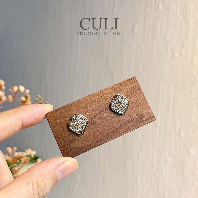 Khuyên tai hình vuông đính đá zircon, thời trang, sang trọng HT681 - Culi accessories