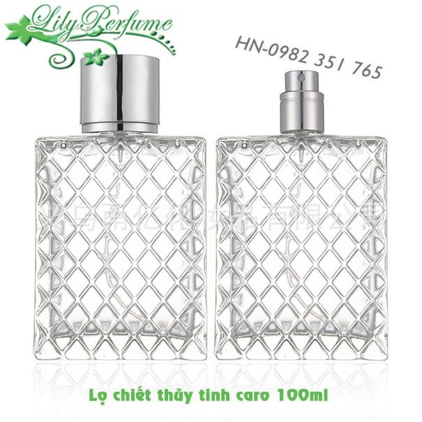 Lọ đựng nước hoa thủy tinh caro 100ml dạng xịt