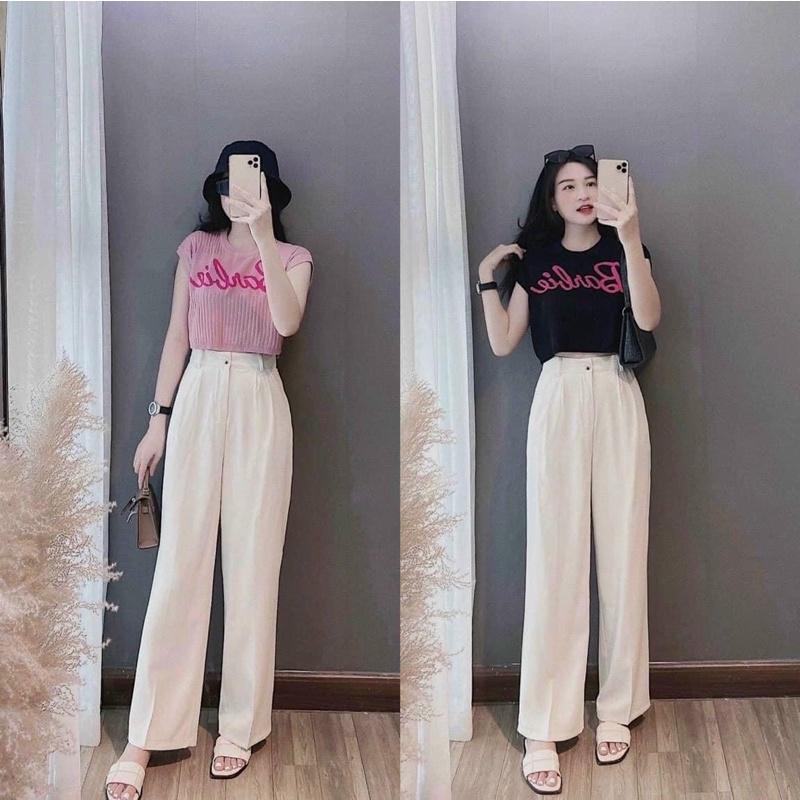 Áo croptop nữ cổ tròn tay hến BABIE chất len QC