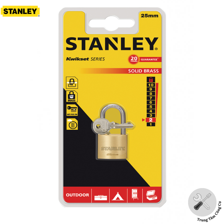 Ổ Khóa Stanley USA, đồng thau, càng dài, rộng 25mm- S742-041