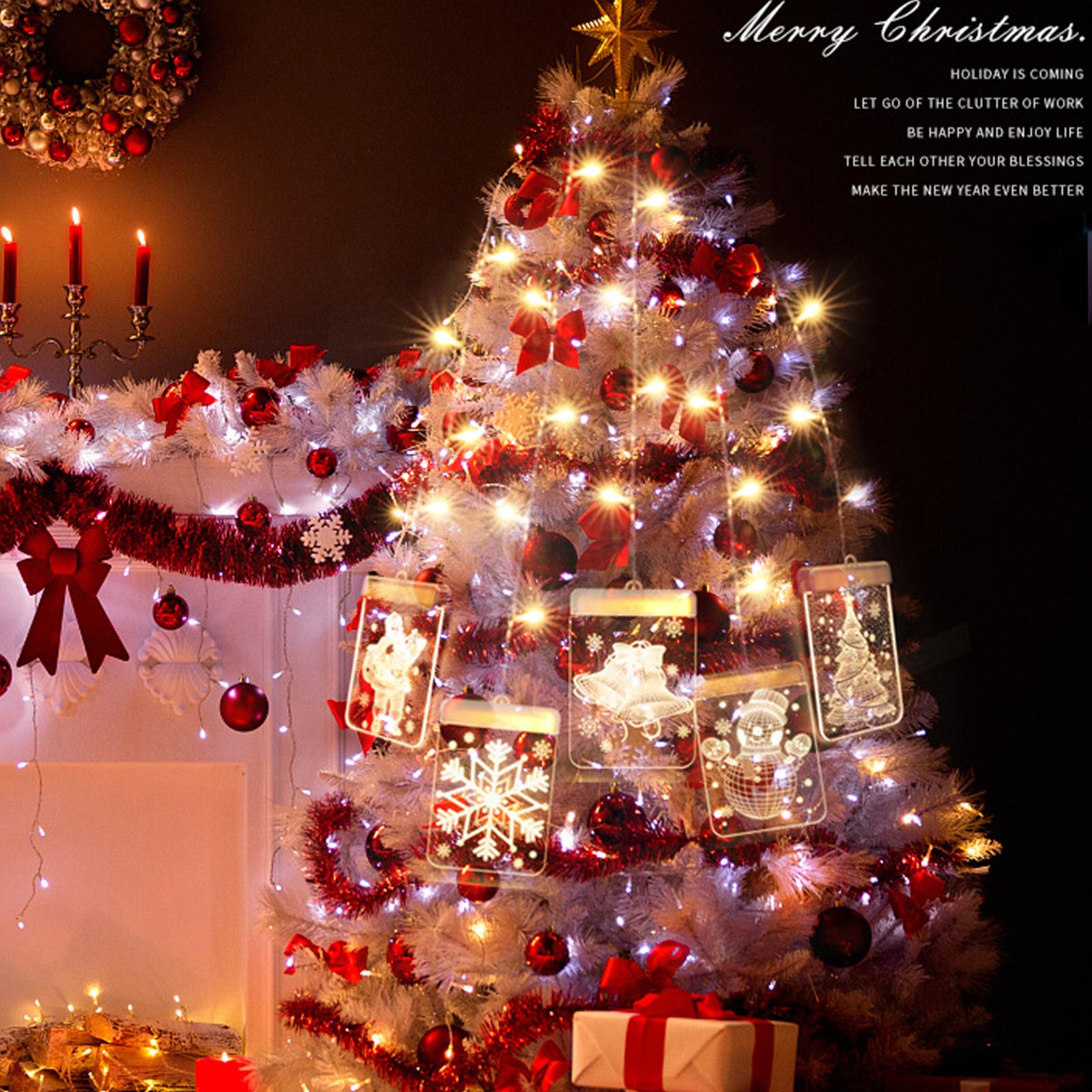 Đèn treo 3D lấp lánh được làm từ tấm acrylic trong suốt chất lượng cao,dây 5 chiếc màu trắng ấm áp trang trí giáng sinh