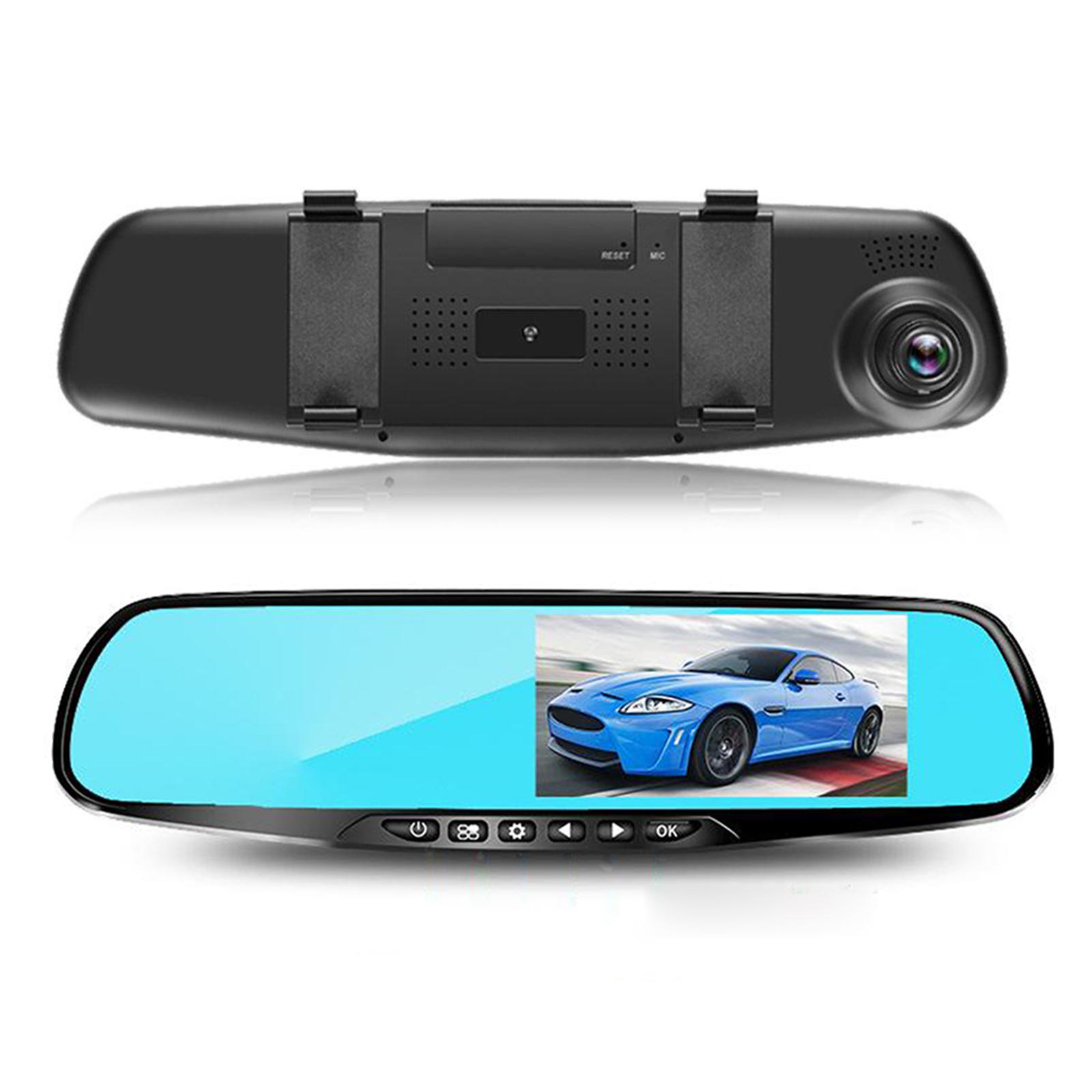4.3 Inch Display HD Car 1080P Dash DVR Rearview Mirror Backup Camera Super Night Vision