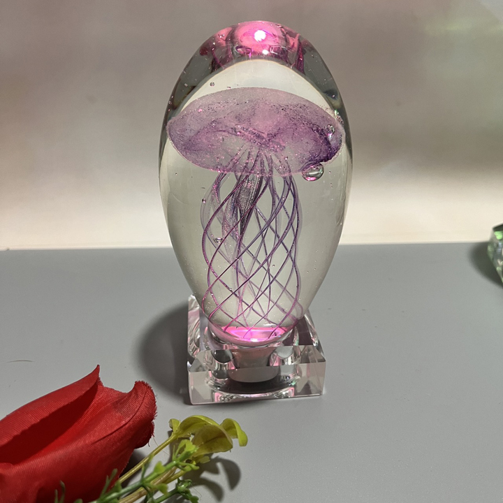 Quà tặng Pha lê thủy tinh hình con sứa biển có đèn led - T0355