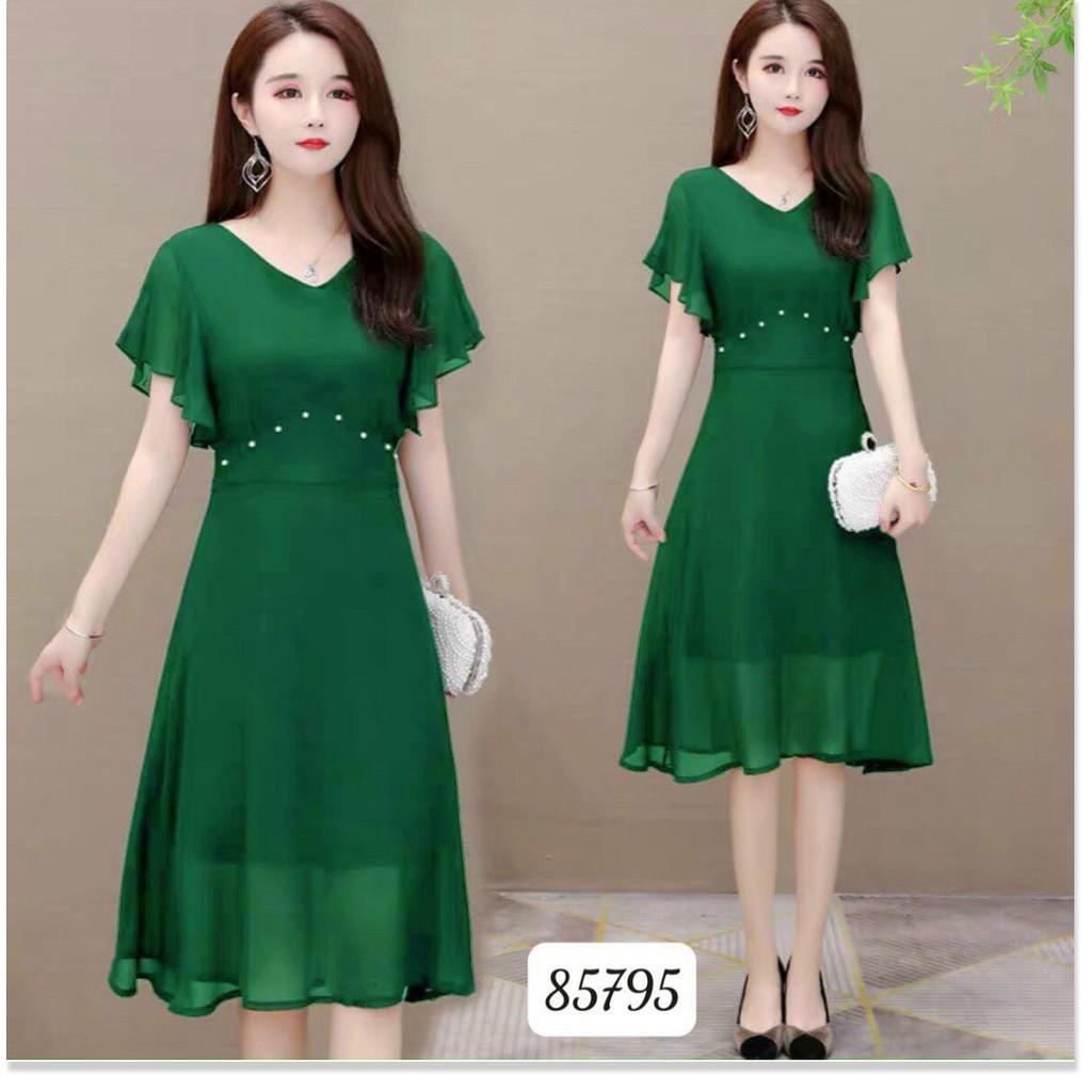 ĐẦM VOAN Ý ĐÍNH NGỌC,ĐƯỢC THIẾT KẾ HỌA TIẾT TRƠN NHƯNG KHÔNG KÉM PHẦN SANG TRỌNG 1HIT1 FASHION