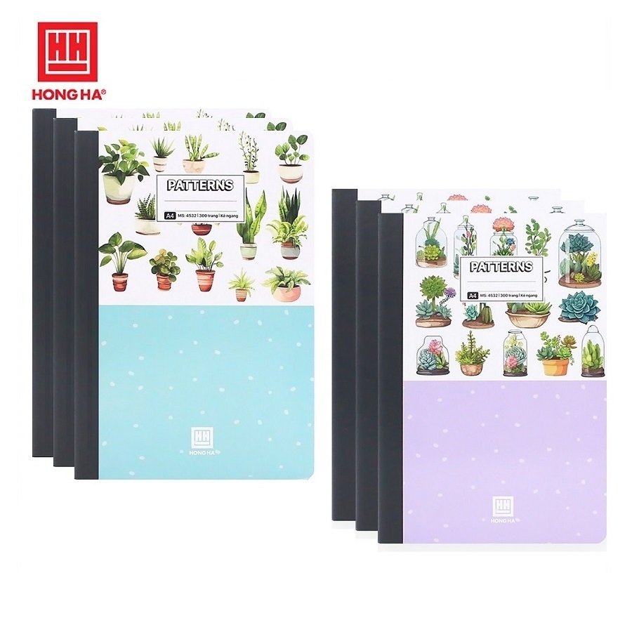 Lốc sổ bìa bồi A4 Patterns Hồng Hà may gáy kẻ ngang có lề 4532 / 4530