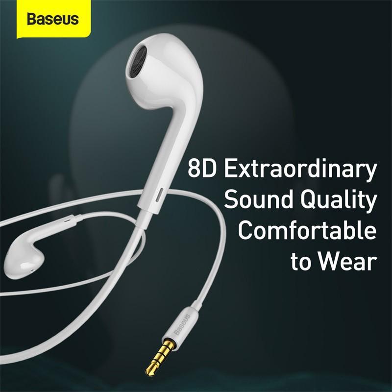 Tai nghe có dây Baseus Encok H16 Wired Earphone 3.5mm 1.2m , tích hợp micro đàm thoại chất lượng cao -Hàng Chính Hãng