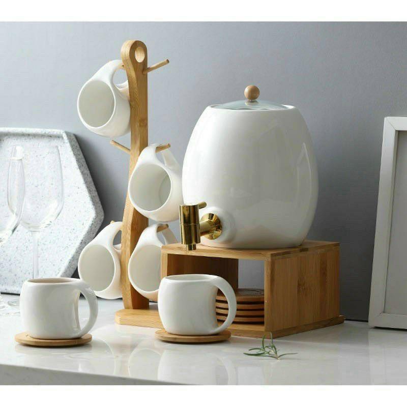 Bộ bình trà chum sứ ̂́ Bộ trà chum sứ dung tích 2l, 3l phong cách Bắc Âu sang trọng