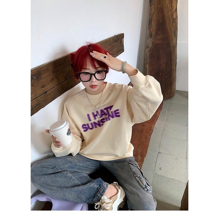 Áo Sweater Nỉ I HATE SUNSHINE Dài Tay Dáng Rộng