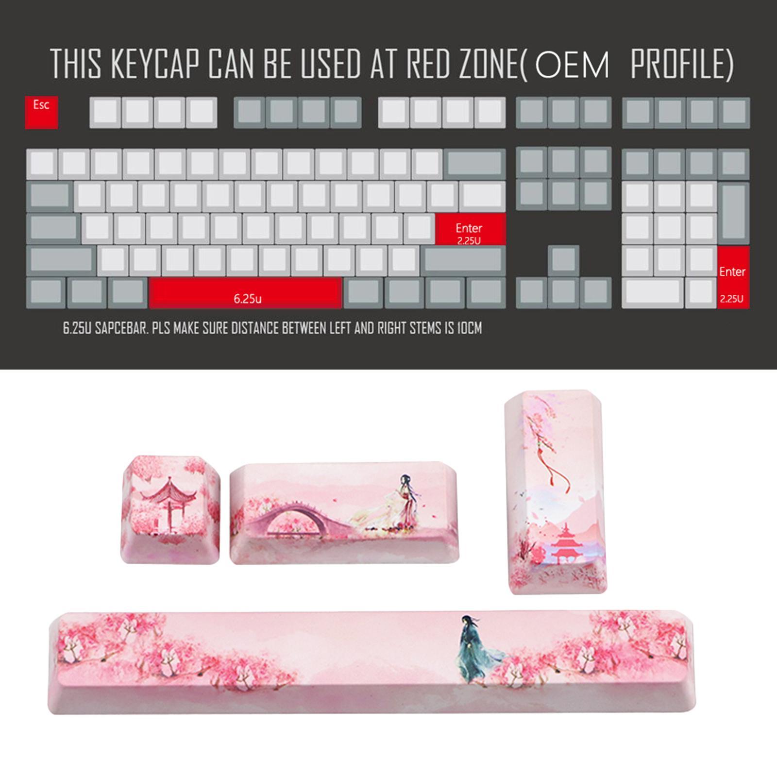 Keycaps Set PBT Five Sides Dye-Subbed Space Bar 6.25U ESC Entre keys