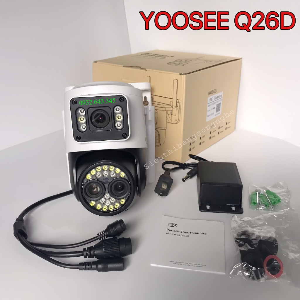 Camera Yoosee 2 Mắt Q26D Phiên bản Phóng To 6X Cực Nét - Camera kép xem cùng lúc trên điện thoại, Đàm thoại 2 Chiều, Ban Đêm Có Màu - Hàng Chính Hãng