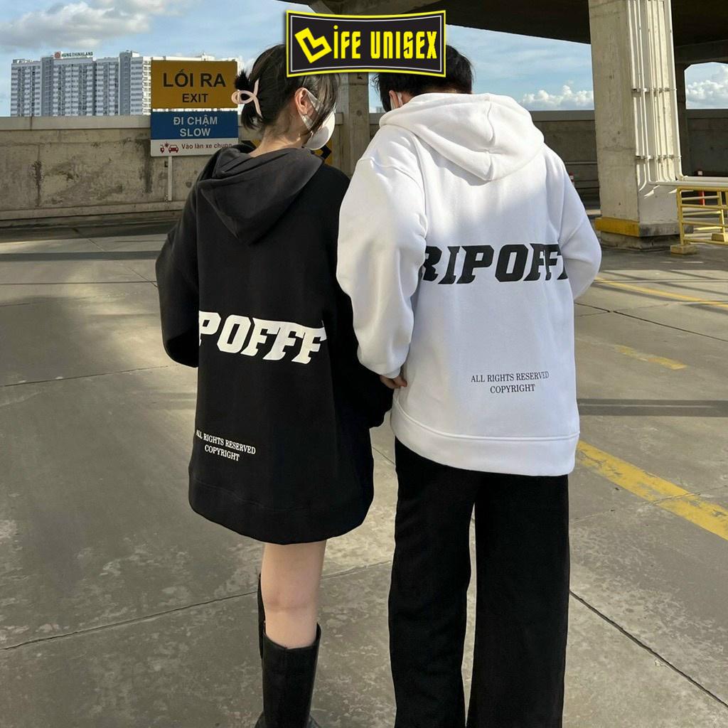 Áo khoác nỉ Hoodie RIPOFFF Dây Kéo Form rộng Áo Nỉ Bông ulzzang Phong Cách Unisex Unisex