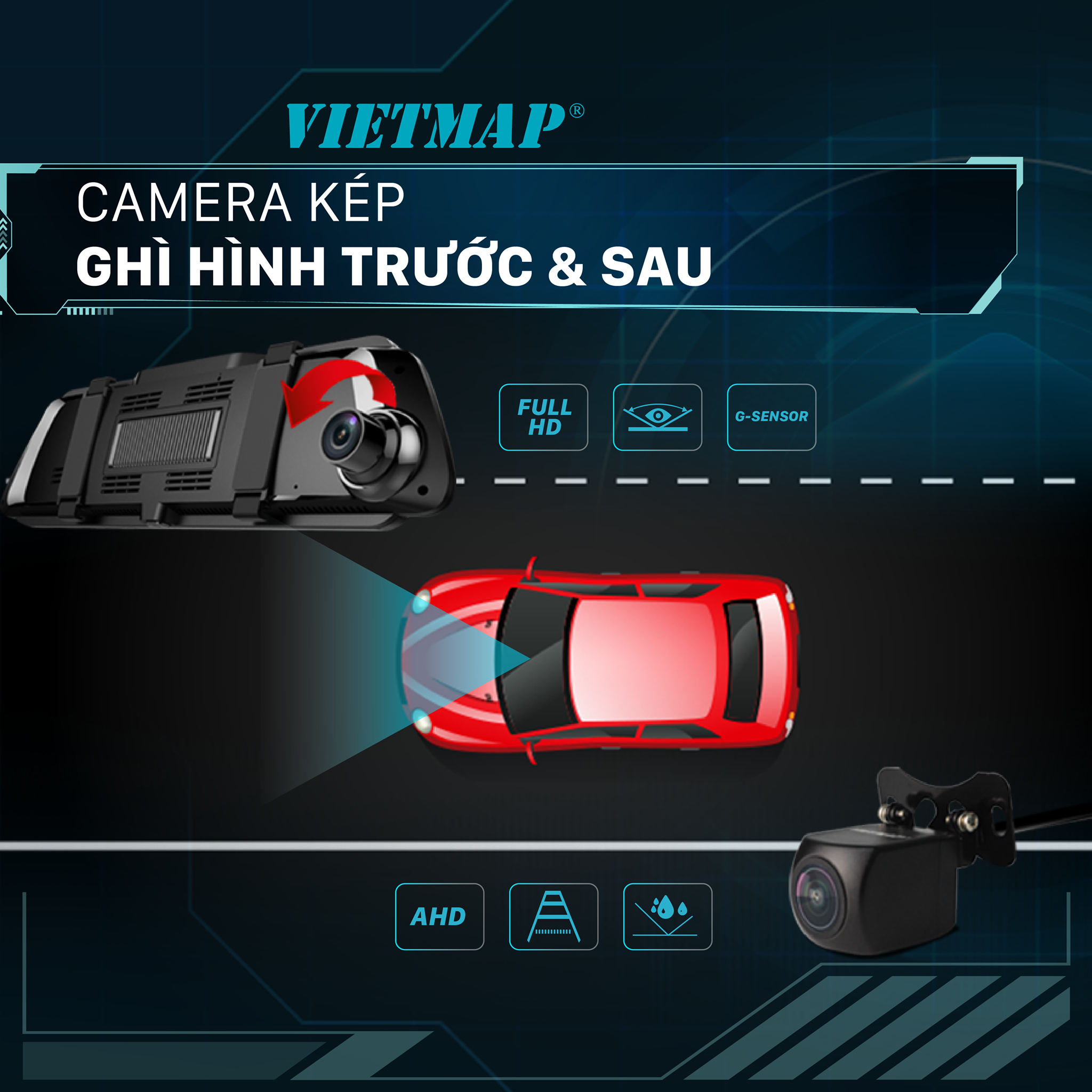 Vietmap P2 - Camera Cảnh báo phạt nguội/Báo biển báo bằng giọng nói-Dẫn đường Vietmap S1-Định vị từ xa-Hàng chính hãng