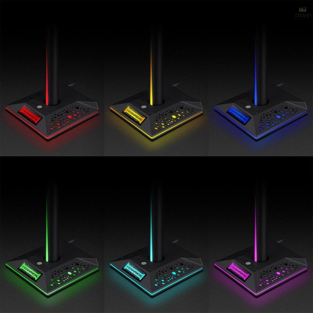 Giá đỡ tai nghe chụp tai EB01 RGB chơi game có 2 cổng USB 3.5mm