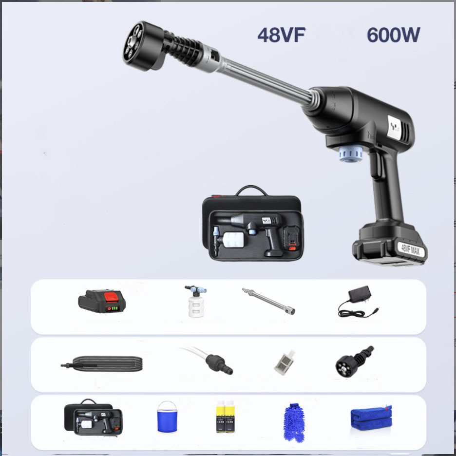 Máy Xịt Rửa Xe Pin Sạc Lithium Không Dây Áp Lực Mạnh High Power 12Piston 600W