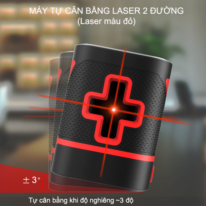 Máy cân bằng laser 2 đường màu đỏ, nhỏ gọn, dùng trong nhà