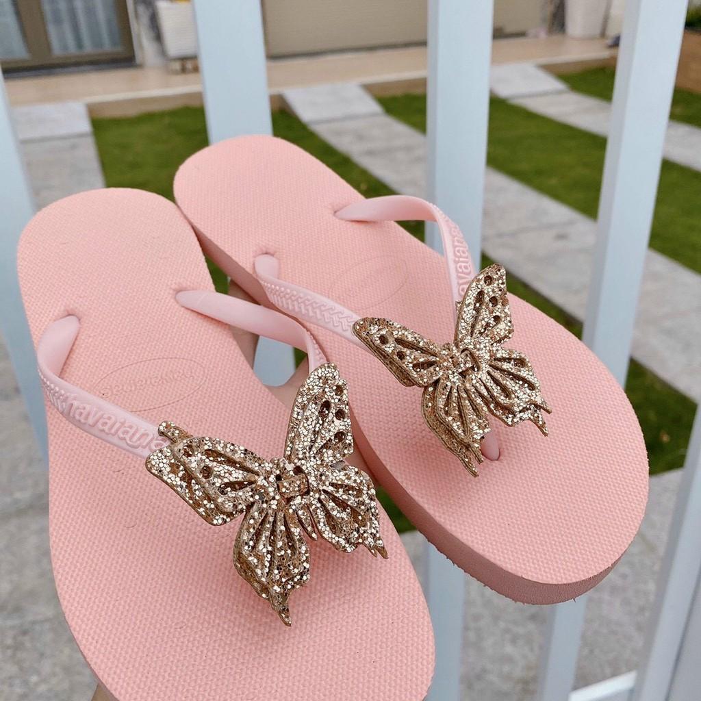 Dép xỏ ngón gắn hình bướm, Dép tông xốp( Hàn sẵn+ Ảnh Thật)