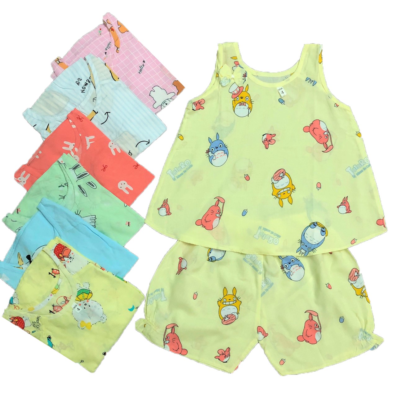 Combo 3 bộ Tole Lanh Bé Gái Sát Nách Xòe - Size 1-10 cho bé 5-30kg- Chất vải tole lanh 2 da loại 1