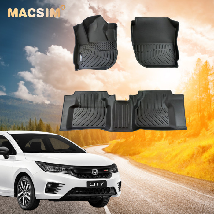 Hình ảnh Thảm lót sàn xe ô tô Honda City 2019-nay Nhãn hiệu Macsim chất liệu nhựa TPE cao cấp màu đen