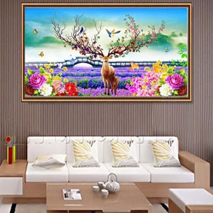 Tranh thêu tài lộc lâm môn LV3350 - kích thước: 94 * 47cm.
