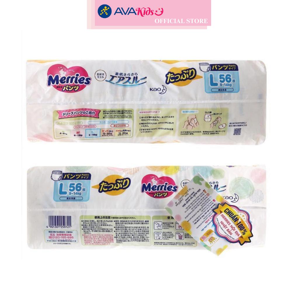 Tã quần Merries size L 56 miếng (9 - 14 kg)