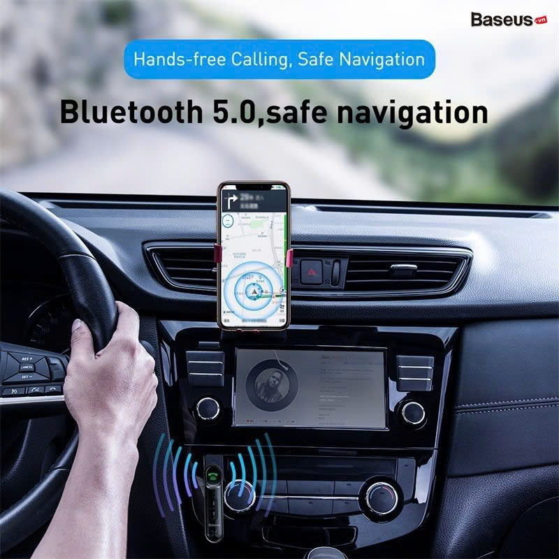 Bộ Bluetooth Receiver dùng cho xe hơi Baseus Qiyin AUX ( Car AUX 3.5mm Bluetooth Receiver/ Adapter) hàng chính hãng