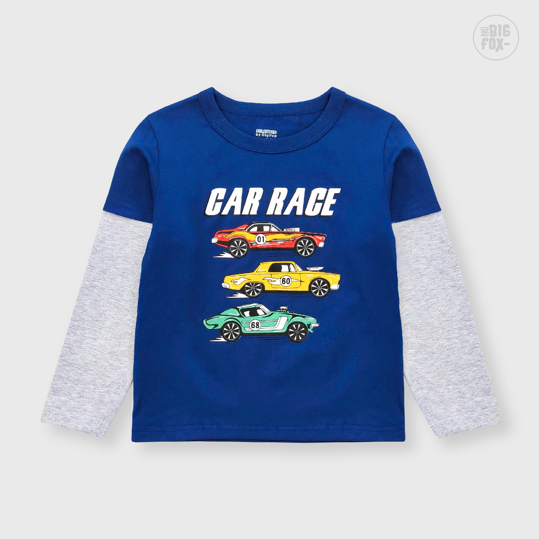 Áo bé trai thu đông BIGFOX - MISS MEOW, áo thun dài tay cho bé chất cotton phong cách Âu Mỹ hình in Car Race 11 - 26 kg