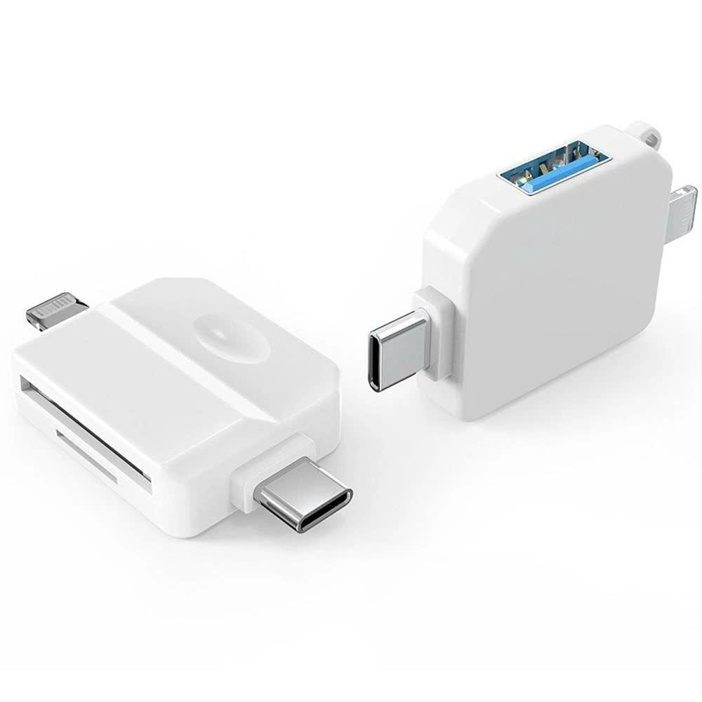 Đầu Chuyển 5 Trong 1 Cho Micro Thu Âm Không Dây Cài Áo Type-c / IOS / USB sang thẻ SDTF Cho Điện Thoại Smartphone Máy Tính PC Laptop Máy Ảnh Lens OTG - Hàng Nhập Khẩu