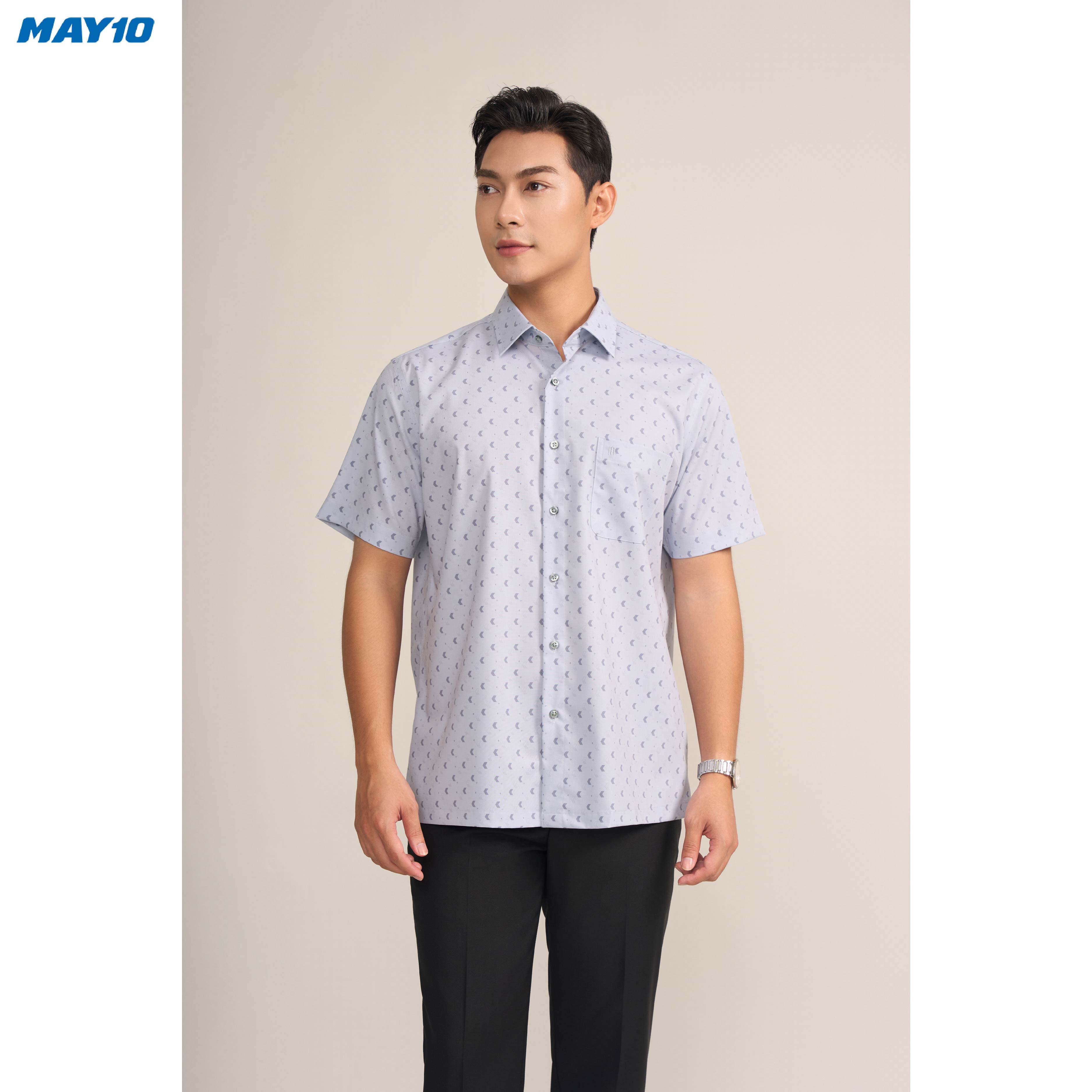 Sơ mi nam cộc tay May10 form RegularFit mã 010124195ONGB AH390