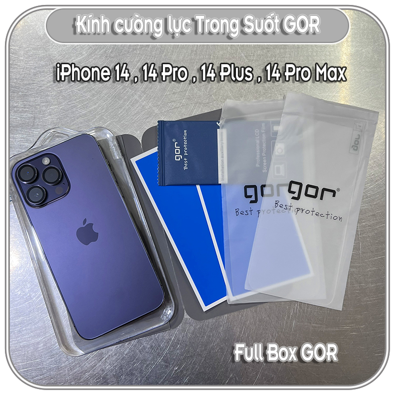 Bộ 2 miếng kính cường lực Gor cho các dòng máy iPhone 14 Pro Max / 14 Plus / 14 Pro / 14 / 13 Pro Max / 13 Pro / 13 / 12 Pro Max / 12 Pro / 12 / 12 Mini / 11 Pro Max / 11 Pro / 11 / Xs Max / X - Xs / XR / 7 Plus - 8 Plus - Hàng Nhập Khẩu