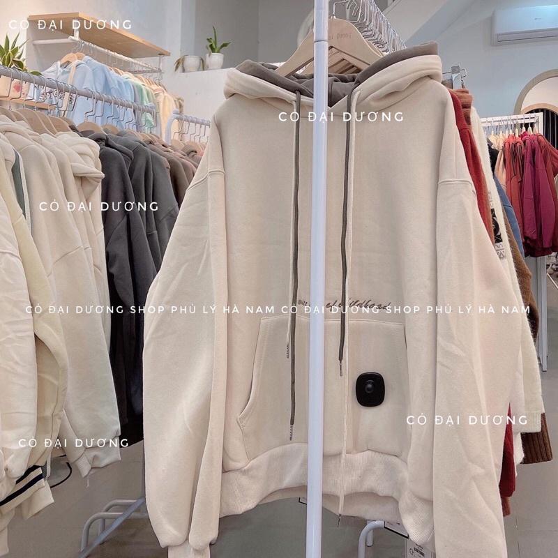 Áo nỉ hoodie chữ bụng 2 mũ