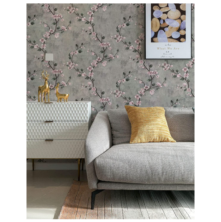 Combo 10 mét giấy dán tường, decal dán tường trang trí nhà cửa NHÀNH HOA CỔ ĐIỂN ĐẬM khổ 45cm