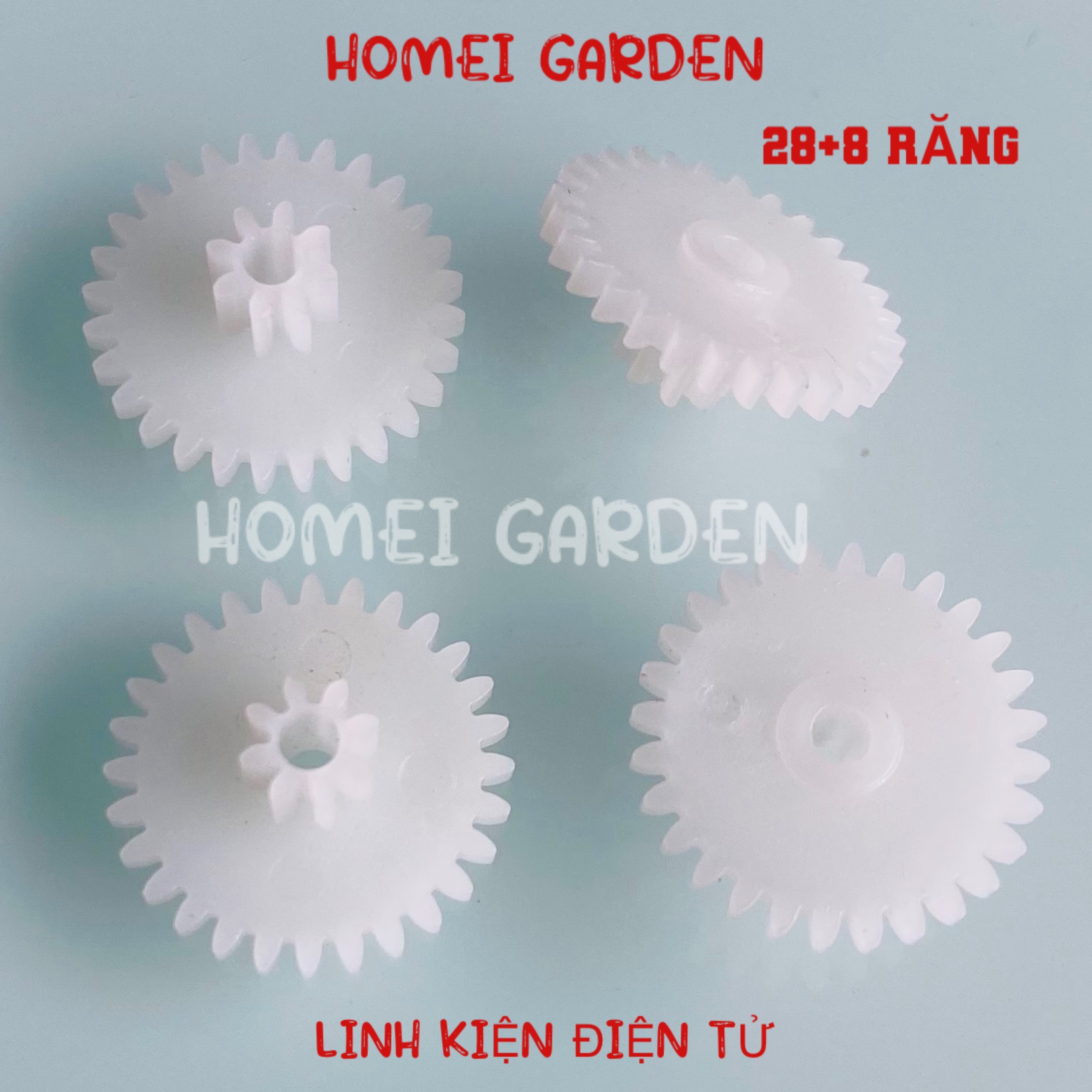 4 bánh răng nhựa 2 tầng 28 răng 8 răng trục 2mm dùng để chế tạo DIY - HM0170