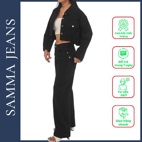 Quần jean nữ ống suông CẠP THÊU P16, Quần bò nữ ống suông bigsize, co giãn Cao Cấp, Trẻ Trung - thương hiệu Samma Jeans.