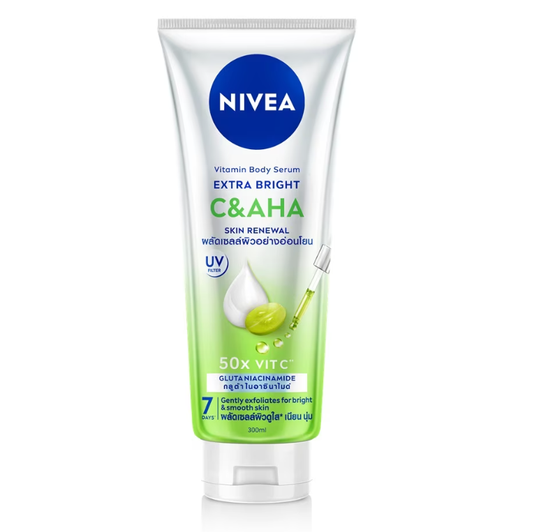 Serum Dưỡng Thể NIVEA Vitamin Extra Bright C&amp;AHA Dưỡng Trắng &amp; Làm Sạch Da Chết (300 ml) - 99197