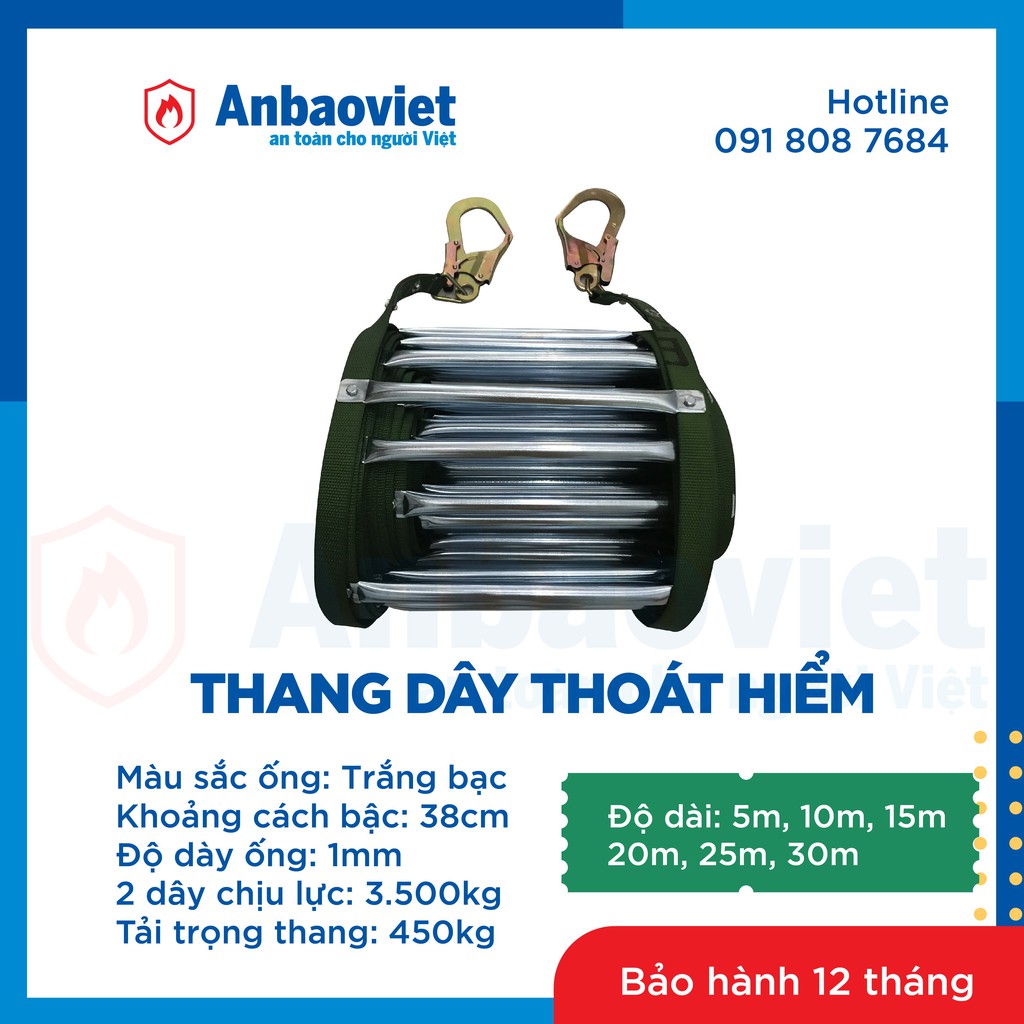 Thang dây thoát hiểm dài 5 mét, ống thép không rỉ - TH58/5M