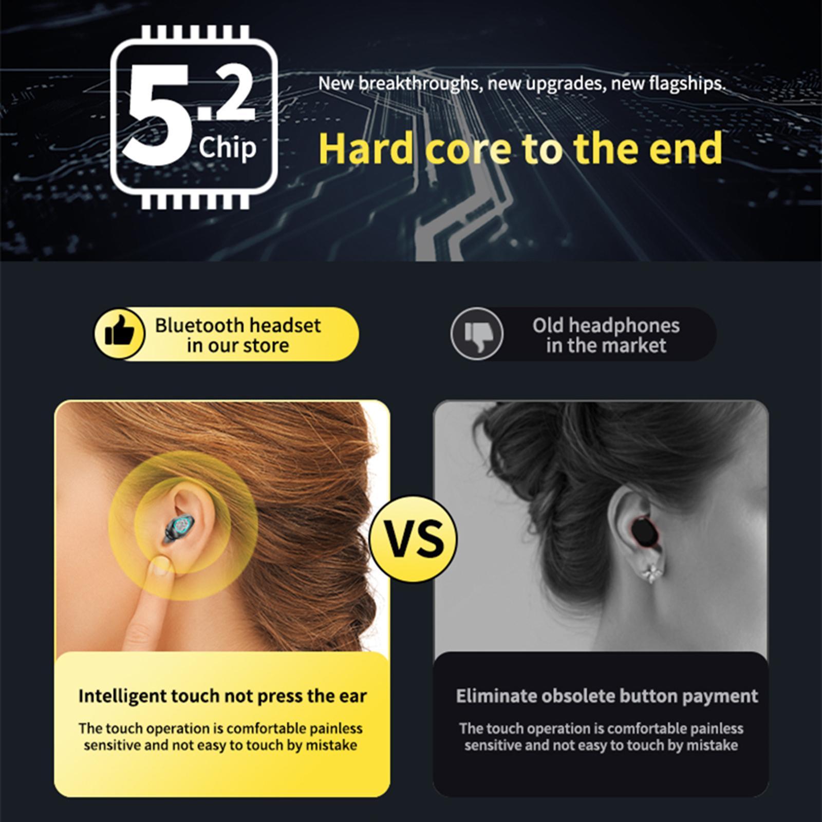 In-Ear Earbuds with Charging Case 2000mAh Sports Earphones for Gaming Laptop