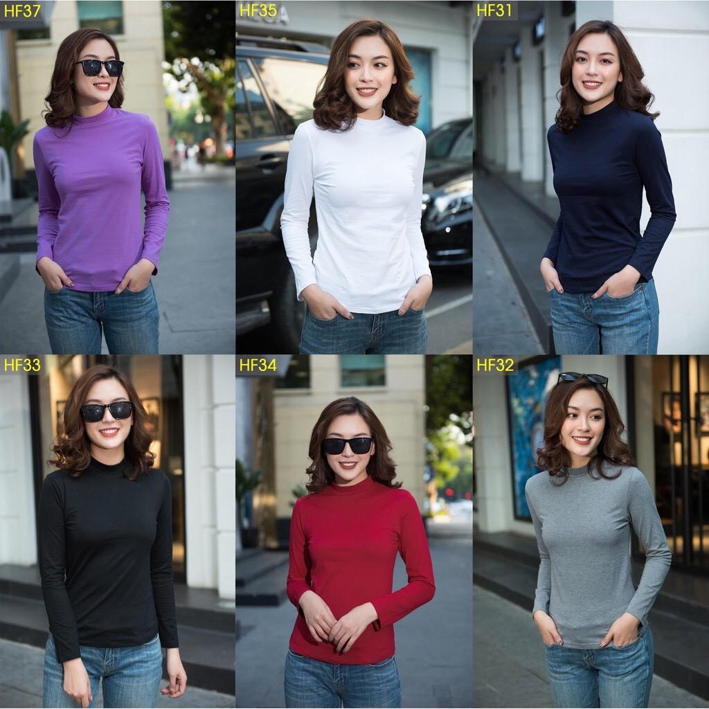 Áo giữ nhiệt Thu Đông Nữ Nhật Bản, cổ cao 3cm sinh nhiệt giữ ấm rất tốt, vải cotton