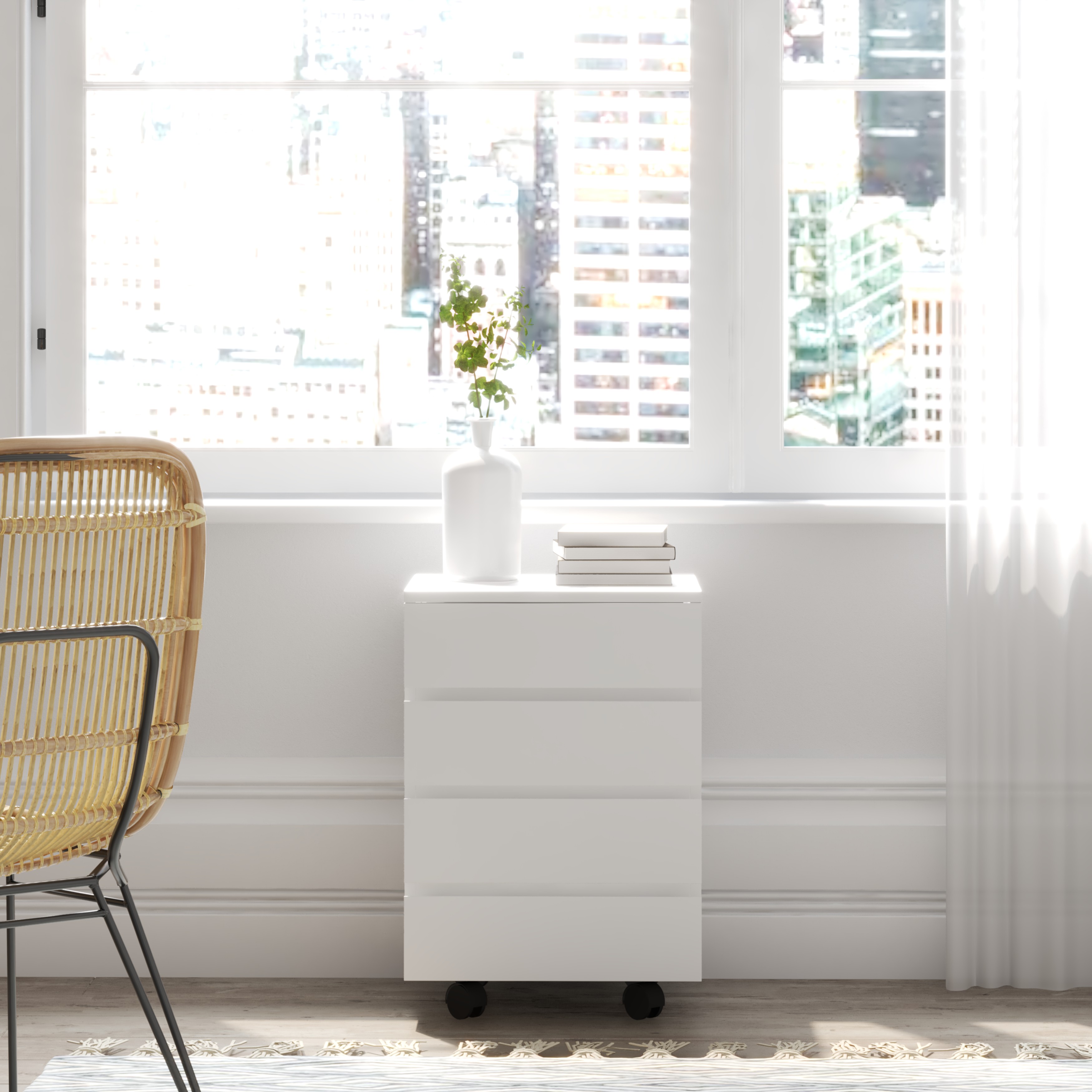 [Happy Home Furniture] OLA, Tủ đựng đồ 4 ngăn kéo bánh xe xoay, 45cm x 45cm x 59cm ( DxRxC), THK_093
